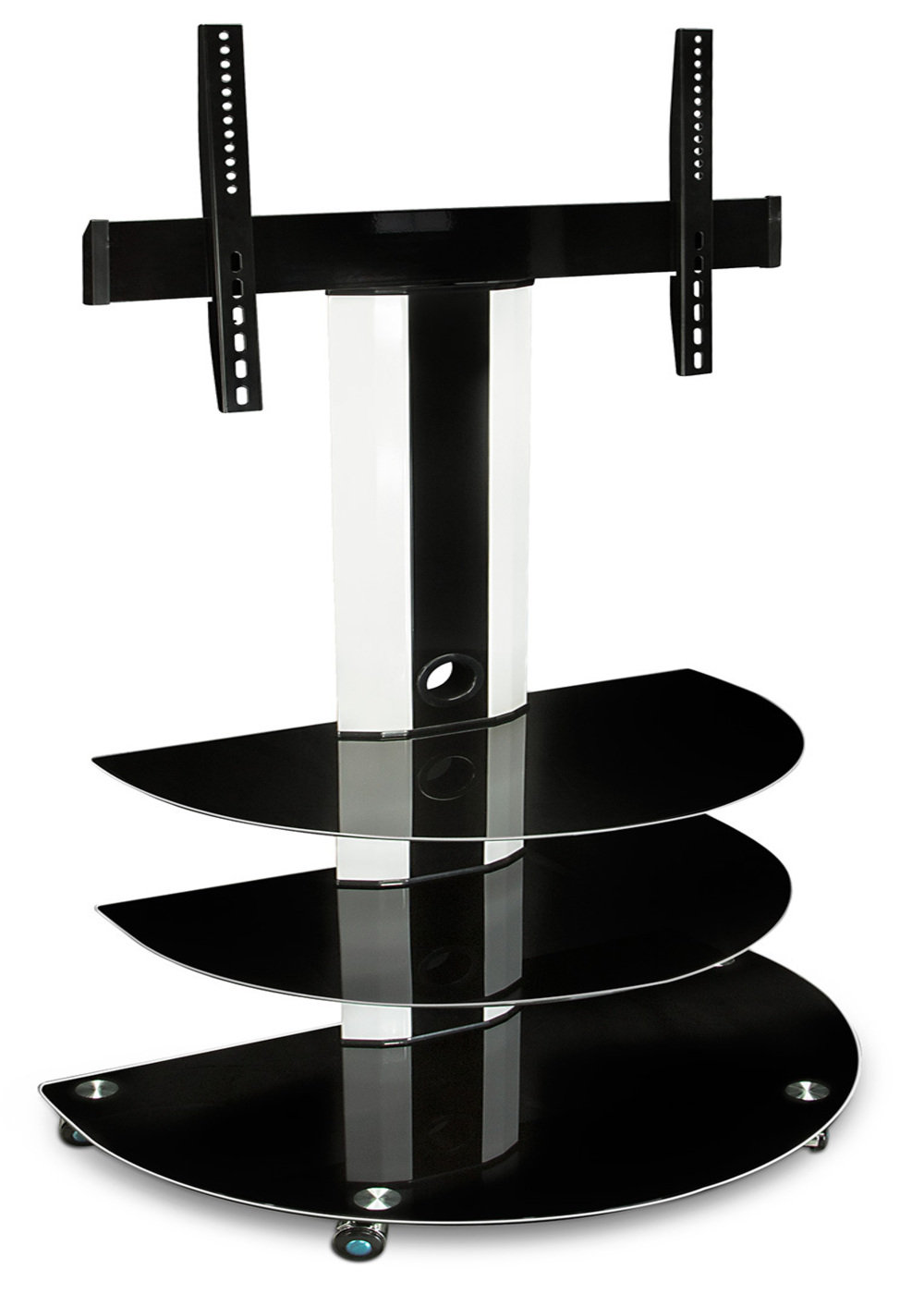 MountIt! Rolling TV Cart for Flat Screen TVs w/ 3 Glass Shelves Fits